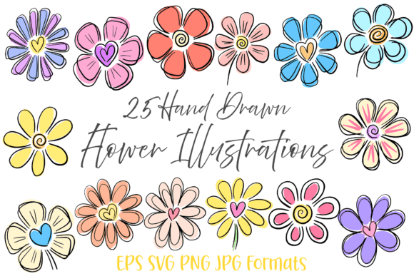 25 Heart Doodle Flowers for Embroidery Projects
