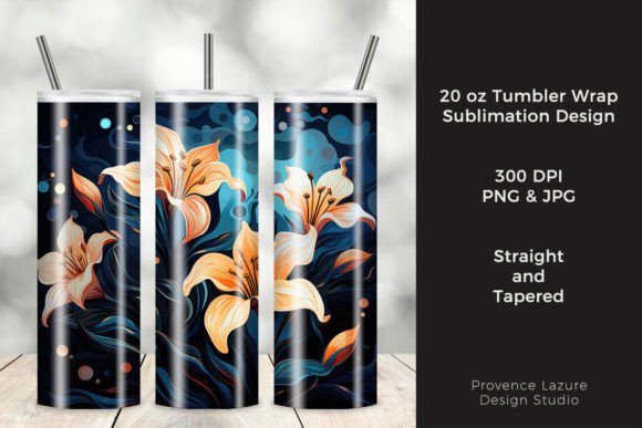 Artistic Night Floral Tumbler Wrap Graphics