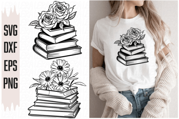 Books, Stack of Books, Flowers: A Graphic Design Asset for Modern Branding