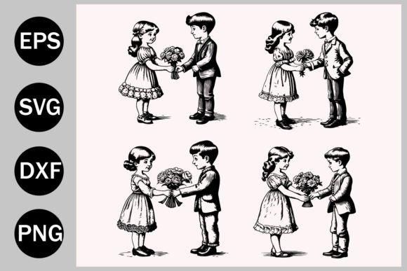Boy Flowers to a Girl on Valentine’s Day Graphics