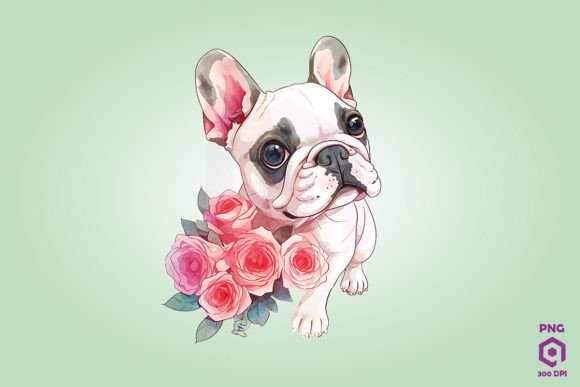 Bulldog Giving Flowers 1 Graphics for Crafting