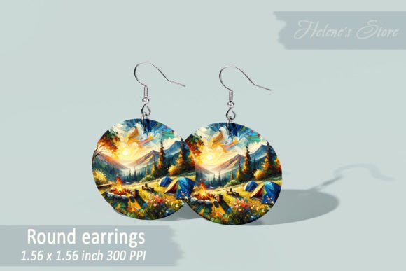 Camping Mountains Earring Sublimation for Crafts and Graphics