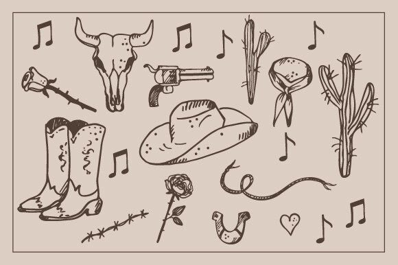 Cowboy Boho Clipart Graphics for Crafts