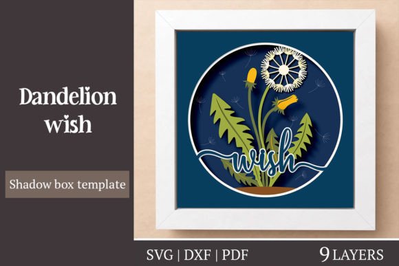 Dandelion Wish Flower SVG Shadow Box for Laser Cutting