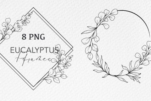 Eucalyptus Frames Line Art Graphics for Digital Sellers