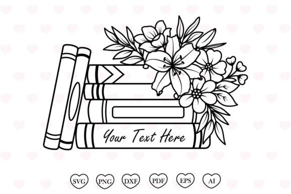 Floral Book Svg for Embroidery