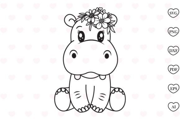 Floral Hippo SVG for Crafters