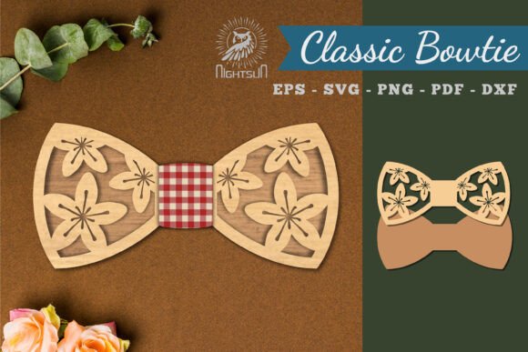 Flowers Laser Cut Bowtie SVG 3