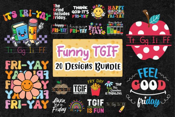 Funny TGIF SVG Bundle for Graphics and Crafts