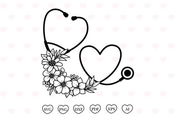 Heartfelt Design: Stethoscop Flower Heart Svg for Print Templates