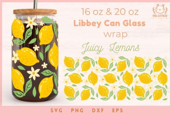 Libbey Glass SVG 16 Oz, Lemon Bloom SVG for Crafts and Graphics