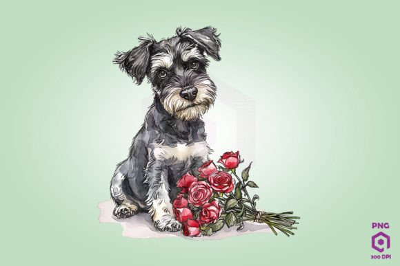 Miniature Schnauzer Giving Flowers Graphics