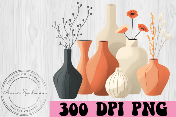 Modern Vases Flowers Graphics for Digital Sellers