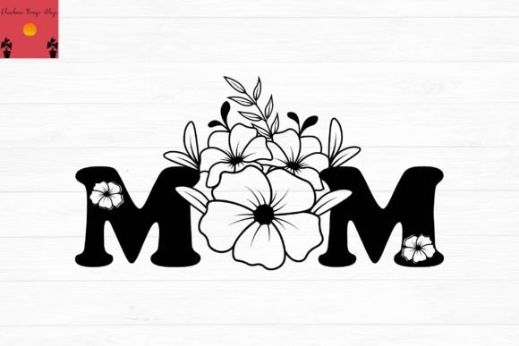 Mom With Flowers Svg Graphics for Print Templates