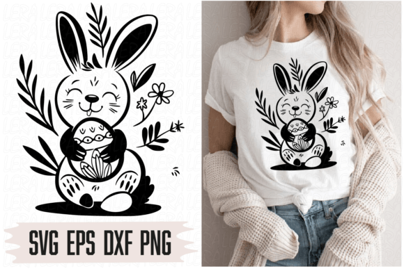 Rabbit Easter Bunny Flowers Graphics