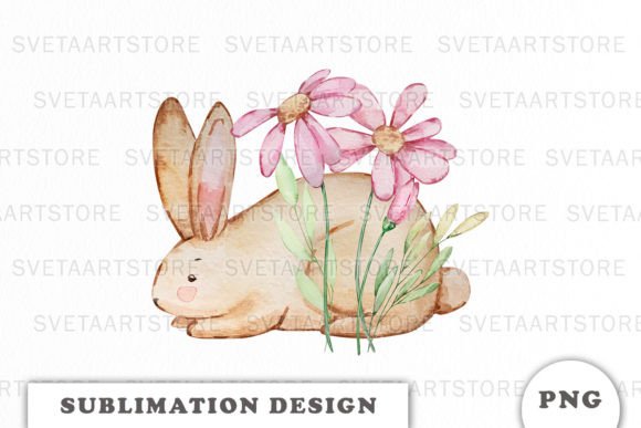 Watercolor Bunny Graphics for Editorial and Web Design