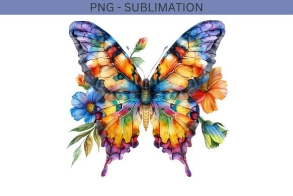 Watercolor Flowers and Butterfly Graphics