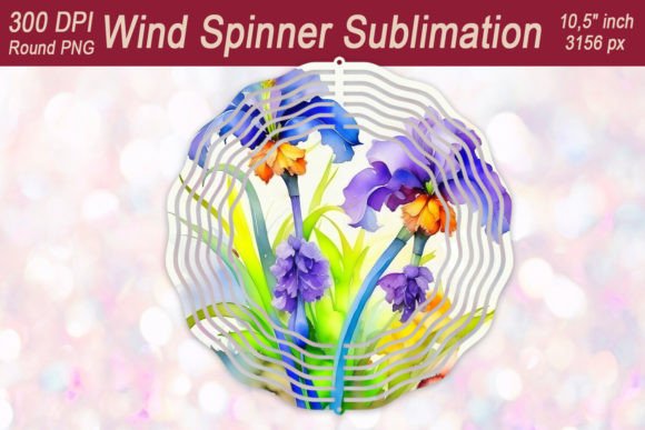 Watercolor Iris Wind Spinner Design